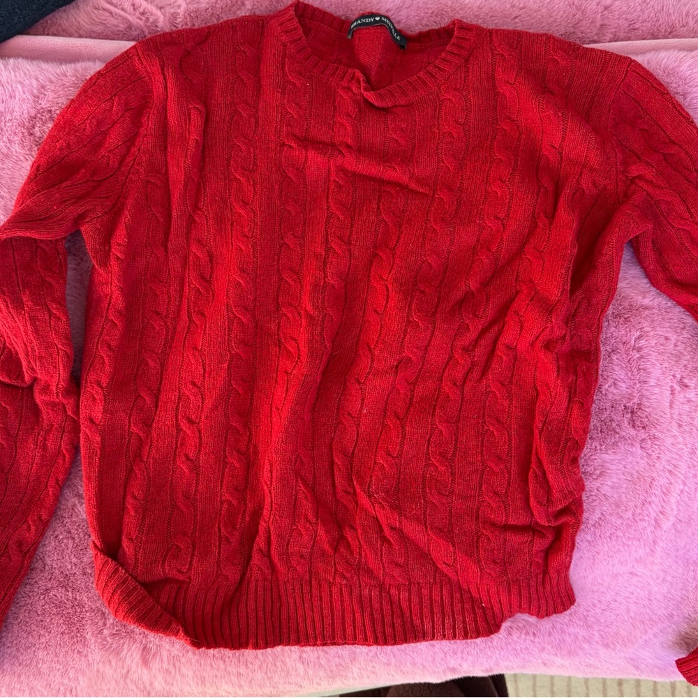 Brandy Melville Vibrant Red Cable Knit Sweater